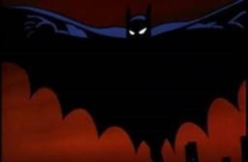 batman flying against red background