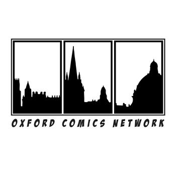 Oxford Comics logo, a black Oxford skyline on a white background