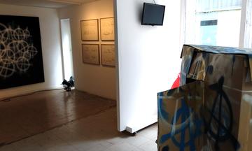 Art installation at the gallery space in Athens. Photographed by the author.