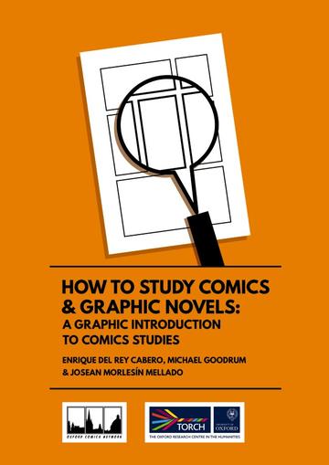 Orange background with stylised comic book page with magnifying glass