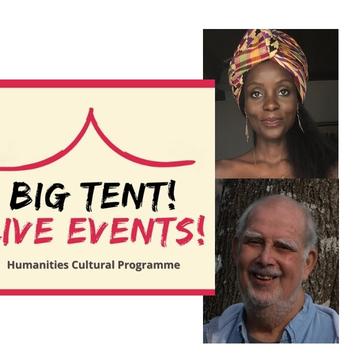 The Big Tent Live Events logo is on the left of the image, with photos of the two speakers to the right.