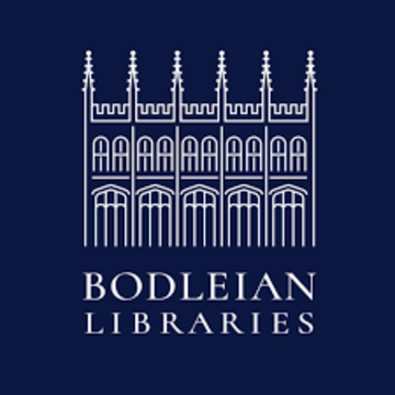 Bodleian Libraries logo, white text and outline on Oxford blue